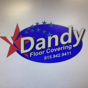 Dandy Floor Covering logo with contact number.