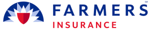 Farmers Insurance company logo with shield and text.