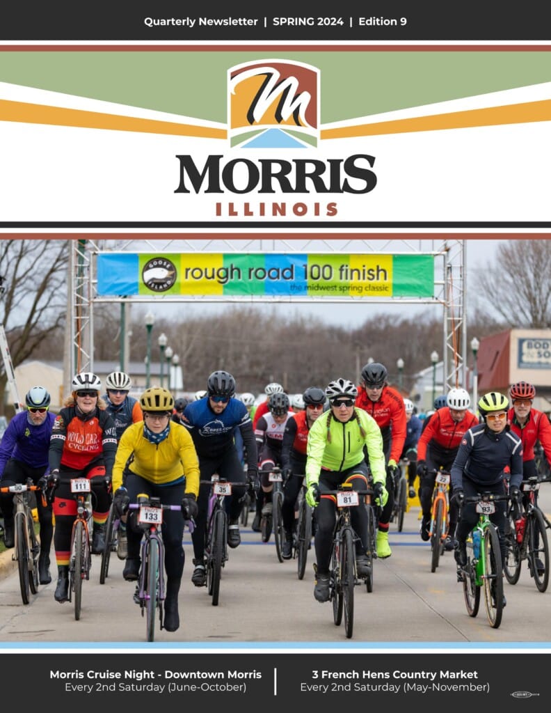 Cyclists at Morris Illinois Spring race finish line.